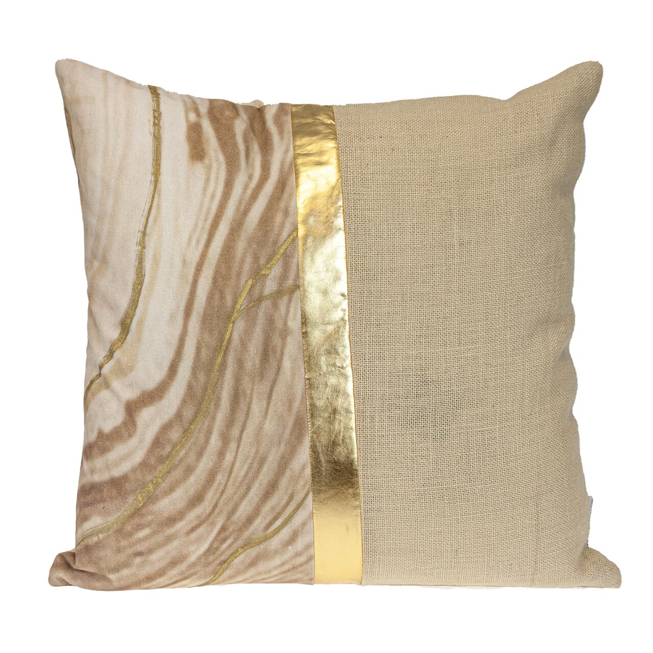 Nassau Collection Square Lumbar Throw Pillow - 20" - Beige and Gold